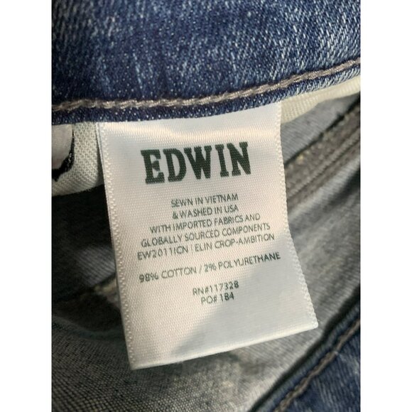 Edwin Elin Crop Straight Jeans Size 28 Ambition Blue Denim Womens $178 NWT - Picture 7 of 12